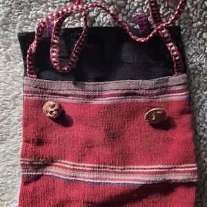 Vintage Bolivia Artisan Red and Black Crossbody Bag